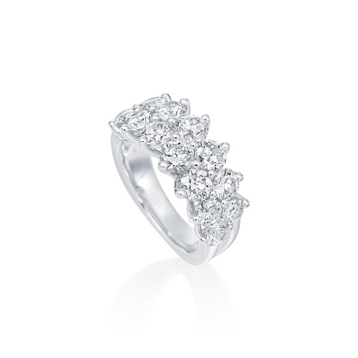 [R72958.1] 14Kt White Gold Two Row Band With (14) Round Diamonds Weighing 4.05cttw 