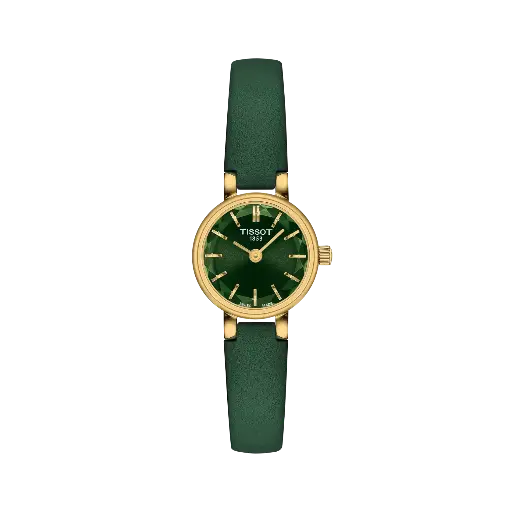 [T140.009.36.091.00] Tissot Lovely Round 19.5mm Green Dial Watch With A Green Leather Strap