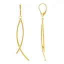 [FRE068445Y] 14Kt Yellow Gold Curved Stick Dangle Earrings