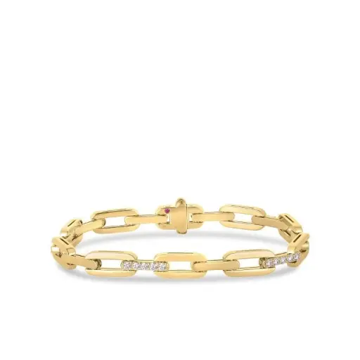 [8883502AYLBX] Navarra Link Bracelet With (25) Round Diamonds Weighing 0.80cttw In 18Kt Yellow Gold