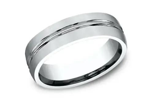 [LCF56541114KW09] 14Kt White Gold 6.5mm Comfort Fit Double Cut Band Sz9
