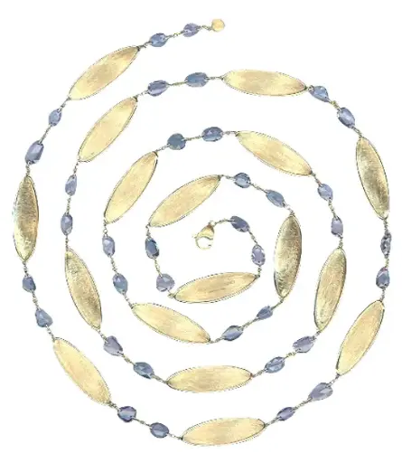 [CB2909 ZB01 Y 02] Lunaria Twist Blue Sapphire Necklace 36.5" In 18Kt Yellow Gold