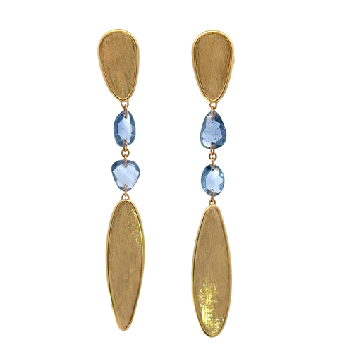 [OB1928 ZB01 Y 02] Lunaria Twist Sapphire Dangle Earrings In 18Kt Yellow Gold