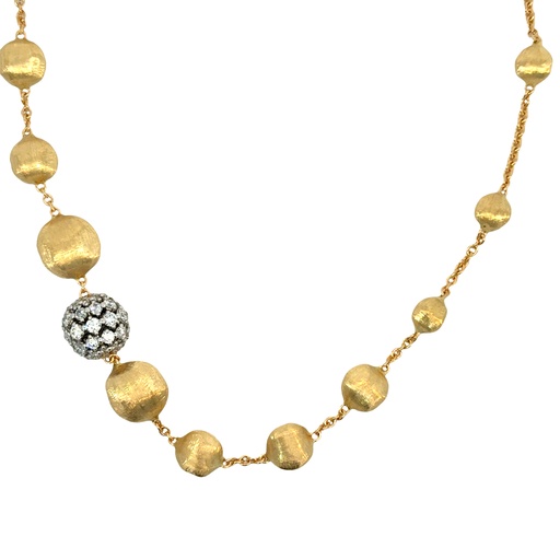 [CB2904 B2 YW Q6] Africa Alta Long Necklace With Round Diamonds Weighing 2.68cttw In 18Kt Yellow And White Gold