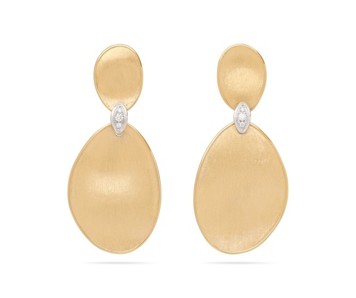 [OB1540 B YW Q6] Lunaria Large Dangle Earrings With (6) Round Diamonds Weighing 0.10cttw In 18Kt Yellow And White Gold