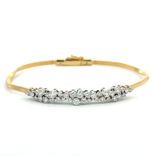 [SG851 B1 YW M5] Marrakech Twisted Bangle With (35) Round Diamonds Weighing 1.10cttw In 18Kt White And Yellow Gold