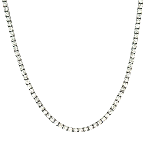 [N-7T-14KW-2] Tennis Necklace With (161) Round Diamonds Weighing 7.14cttw In 14Kt White Gold 