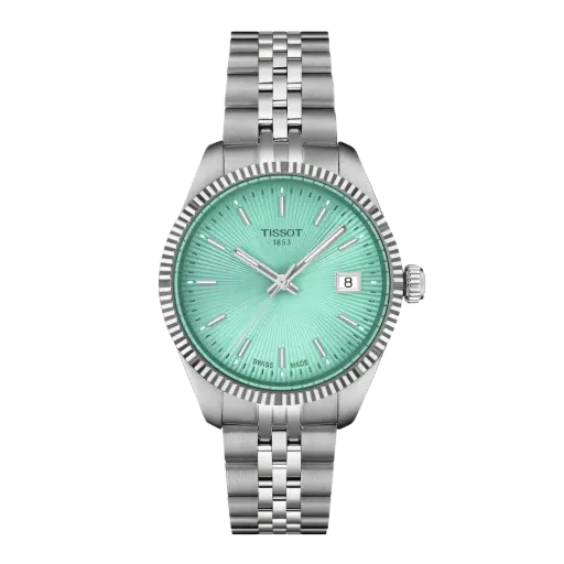 [T156.210.11.091.00] 34mm Ballade Quartz Green Dial Watch With A Stainless Steel Strap