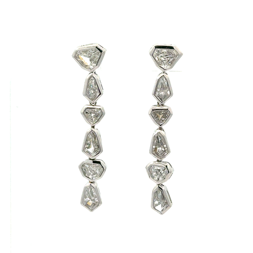 [E40093B] Dangle Earrings With (12) Kite Shaped Diamonds Weighing 2.04cttw In Platinum