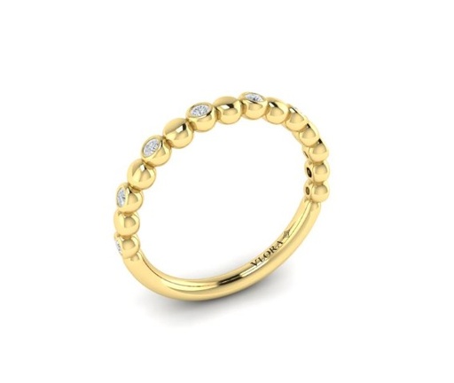 [VW51023-18KYG] Bezel Stackable Band With (8) Round Diamonds Weighing 0.14cttw In 18Kt Yellow Gold