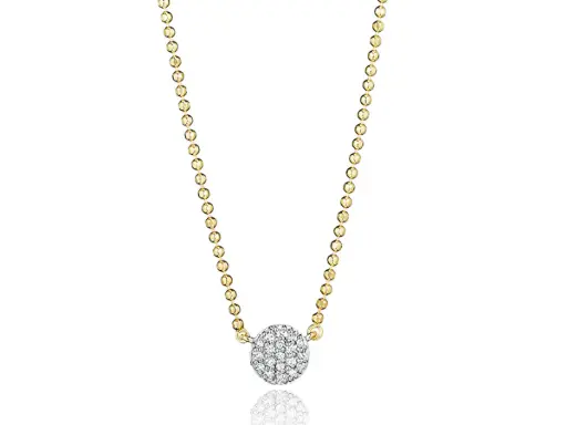 [N20023DY] Micro Infinity Necklace With (29) Round Diamonds Weighing 0.10cttw In 14Kt Yellow Gold