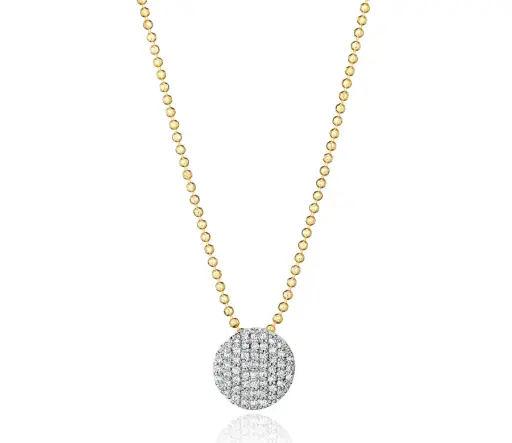 [N20013PDY] Mini Infinity Necklace With (56) Round Diamonds Weighing 0.27cttw In 14Kt Yellow Gold