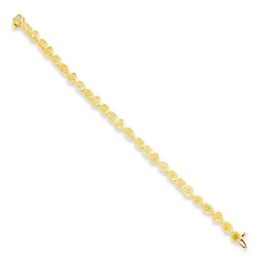 [B80626C] Bezel Set Mixed Shaped Line Bracelet With (27) Yellow Diamonds Weighing 14.26cttw In 18Kt Yellow Gold