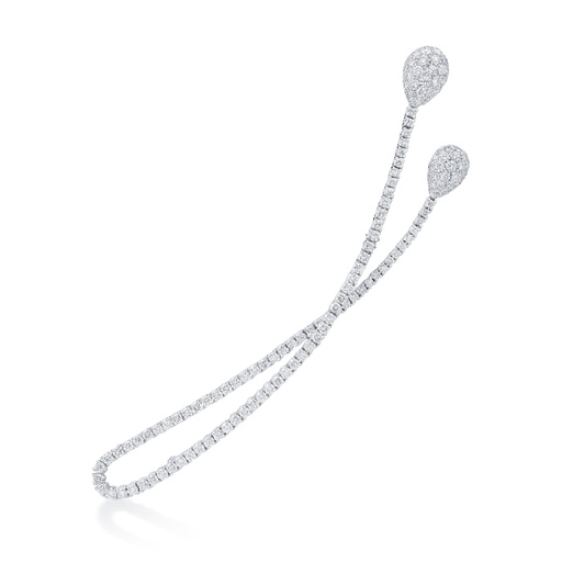[BR80869.1] Long Swoop Tear Drop Pin With (148) Round Diamonds Weighing 5.30cttw In 18Kt White Gold