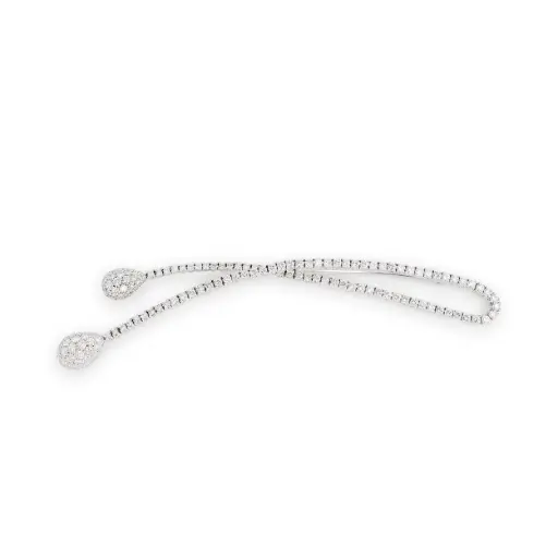 [BR80869.1] Long Swoop Tear Drop Pin With (148) Round Diamonds Weighing 5.30cttw In 18Kt White Gold