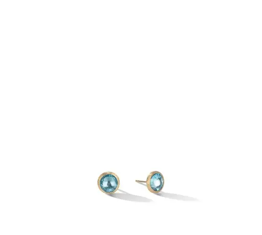 [OB957_TP01_Y_02] London Blue Topaz Jaipur Stud Earrings In 18Kt Yellow Gold