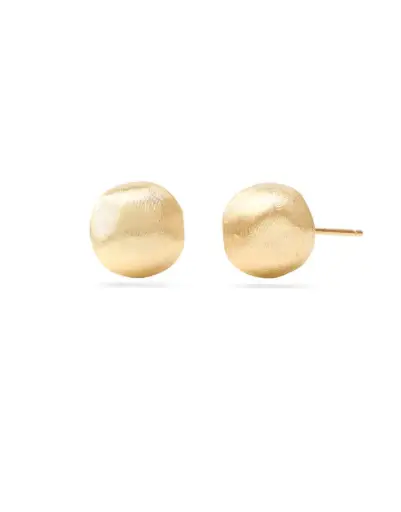 [OB1015_Y_02] Africa Bead Stud Earrings In 18Kt Yellow Gold