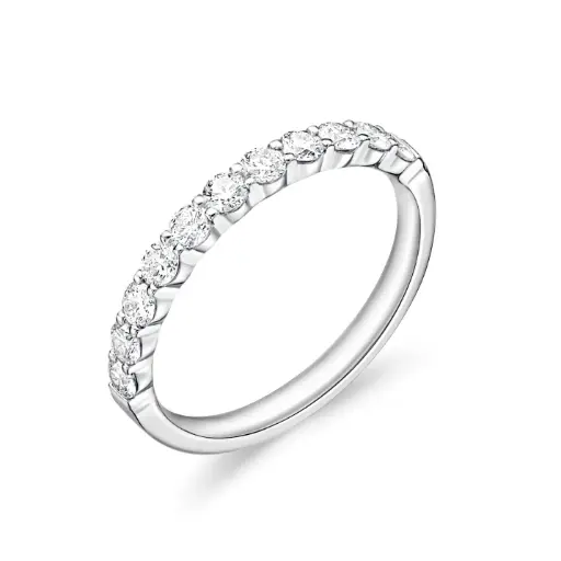 [ERPT1256000PT7200] Petite Prong Half Eternity Band With (11) Round Diamonds Weighing 0.55cttw In Platinum