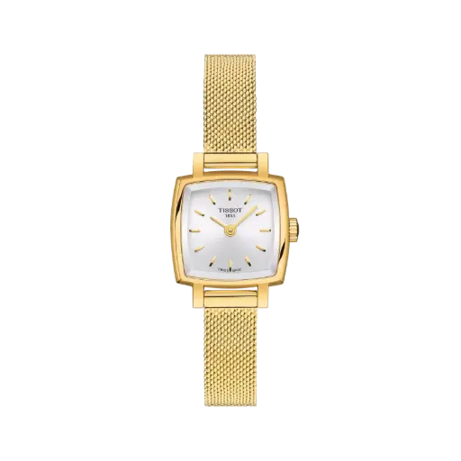 [T058.109.33.031.00] 20mm Lovely Square Silver Dial Gold Tone Watch With A Stainless Steel Strap 