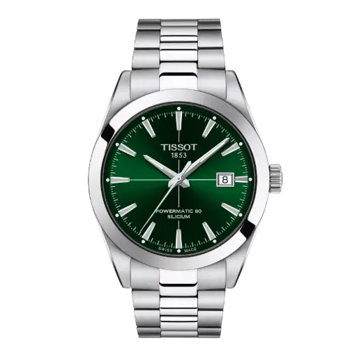 [T127.407.11.091.01] 40mm Powermatic 80 Automatic Green Dial Watch With A Stainless Steel Strap 