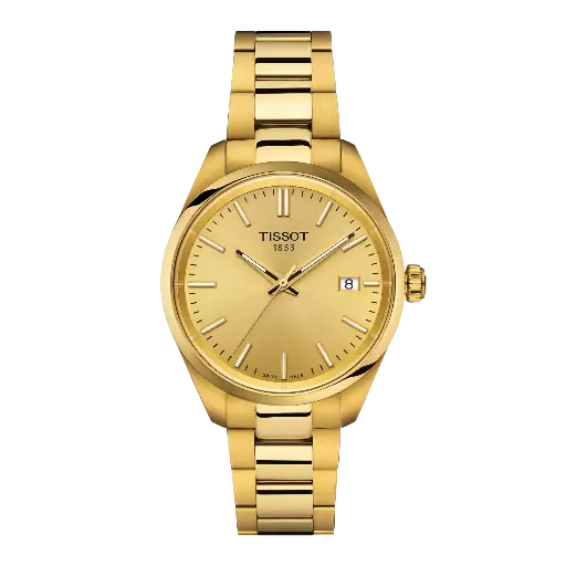 [T150.210.33.021.00] Tissot PR 100 34mm Gold Tone Quartz Watch With A Stainless Steel Gold Tone Strap