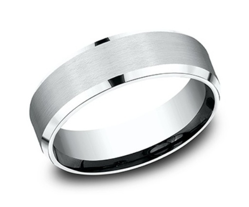 [LCF18701014KW07.5] 14Kt White Gold 7mm Beveled Edge Band Sz7.5