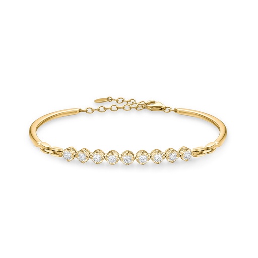 [FGFD41260498Y72000] 18Kt Yellow Gold Essentials Bangle With (9) Round Diamonds Weighing 0.61cttw