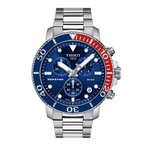 [T120.417.11.041.03] 45.5mm Seastar 1000 Blue Dial Watch With A Stainless Steel Strap