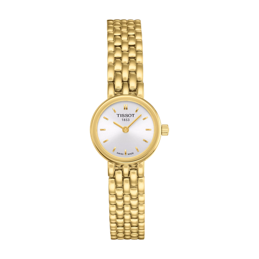 [T058.009.33.031.00] 19.5mm Lovely Ladies Quartz Movement Watch With A Silver Dial And Stainless Steel Gold Tone Strap
