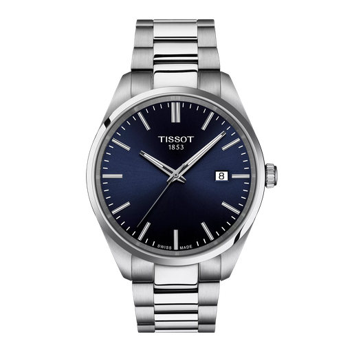 [T150.410.11.041.00] 40mm PR 100 Blue Dial Quartz Movement Watch With A Stainless Steel Strap