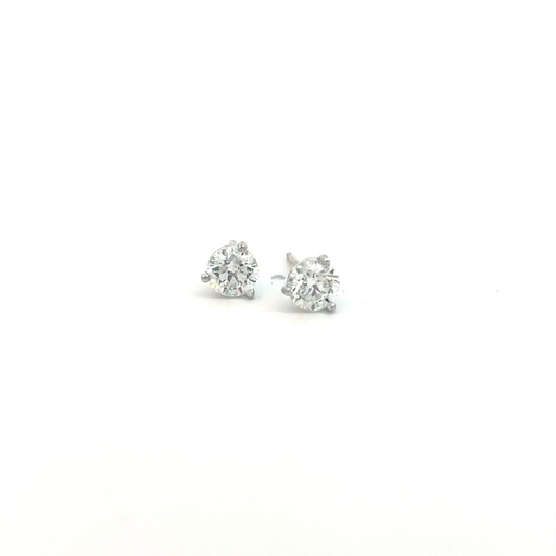[BW460] Round Brilliant Cut Diamond 1.20cttw D-E/VS-SI 14Kt White Gold Martini Set Pushbacks