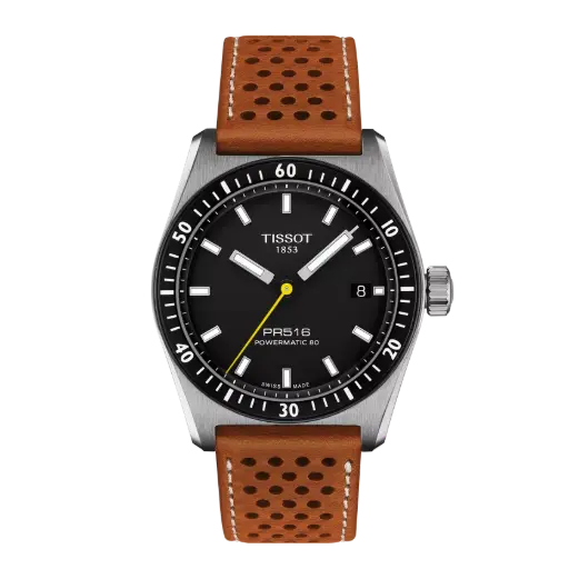 [T149.407.16.051.00] 38mm PR516 Black Dial Quartz Watch With A Brown Leather Band