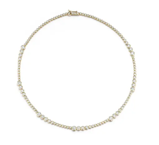 [NG8DI1031-15] 18Kt Yellow Gold Grand Rainsun Tennis Necklace With Round Diamonds Weighing 7.13cttw