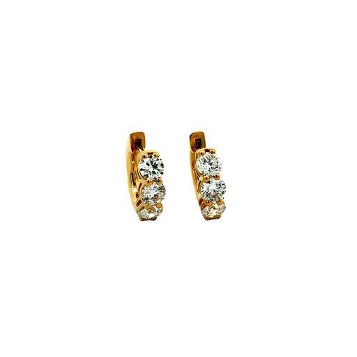 [SE145-180-Y] 14Kt Yellow Gold Hoops With (6) Round Diamonds Weighing 1.83cttw