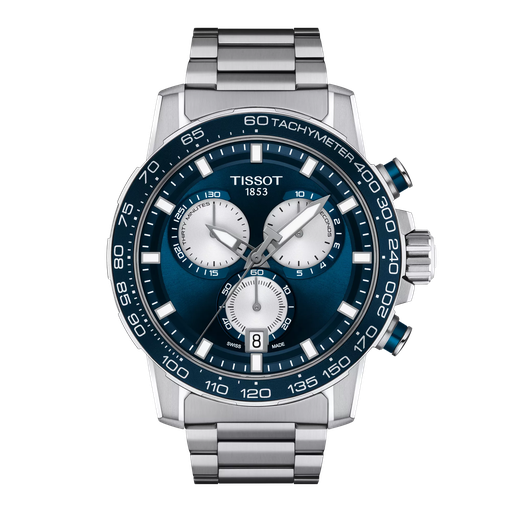 [T125.617.11.041.00] 45.5mm Supersport Chrono Quartz Movement Blue Dial Watch With A Stainless Steel Strap