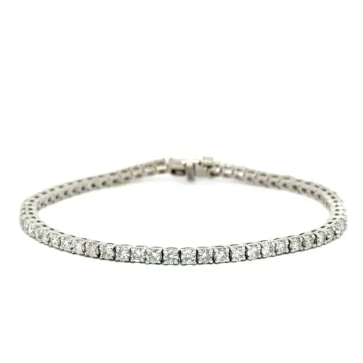 [tennis brac] 14Kt White Gold Tennis Bracelet With (63) Round Diamonds Weighing 4.08cttw