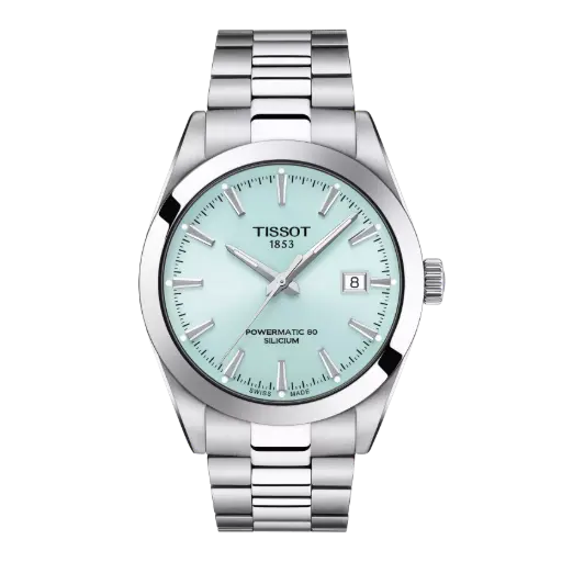 [T127.407.11.351.00] 40mm Powermatic 80 Automatic Ice Blue Dial Watch With A Stainless Steel Strap