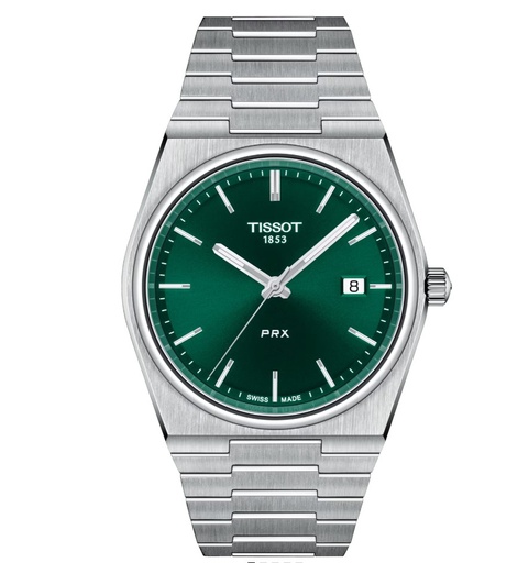 [T137.410.11.091.00] 40mm PRX Quartz Movement Watch With A Green Dial And A Stainless Steel Strap