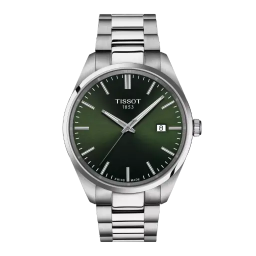 [T150.410.11.091.00] 40mm PR100 Green Dial Quartz Movement Watch With A Stainless Steel Strap