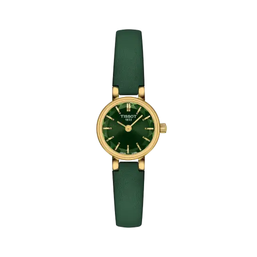 [T140.009.36.091.00] Tissot Lovely Round 19.5mm Green Dial Watch With A Green Leather Strap