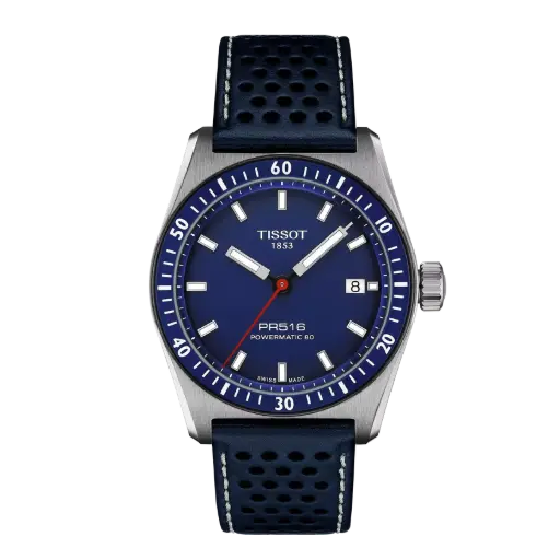 [T149.407.16.041.00] 38mm PR516 Blue Dial Automatic Watch With A Rubber Strap