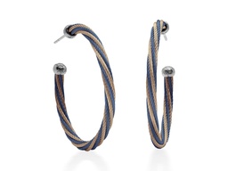 [03-48-1850-00] Blueberry And Carnation Nautical Cable 40mm Twist Earrings