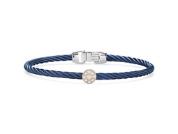 [04-24-S912-11] ​Diamond Blueberry Nautical Cable Circle Station Bracelet 0.05cttw
