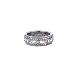 [180-20944] 18Kt White Gold Band With Baguette And Princess Cut Diamonds Weighing 2.11ct And Round Diamonds Weighing 1.07ct