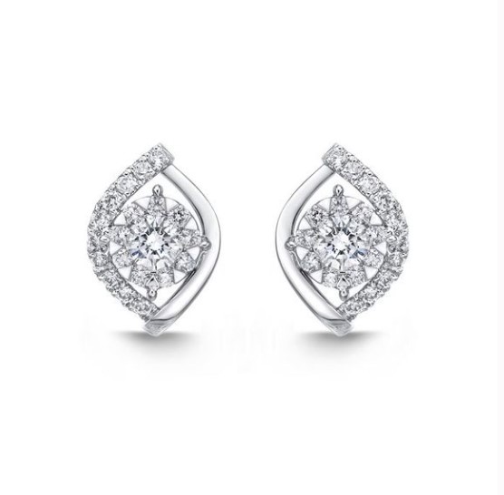 [FEBQ16800008W72000] Diamond Bouquet Eye Stud Earrings 0.26cttw
