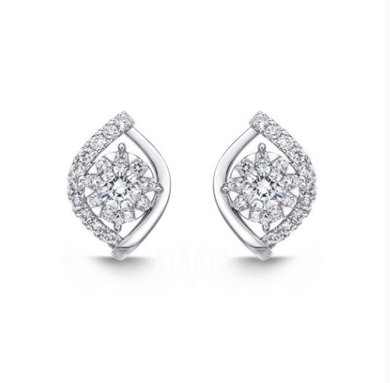 Diamond Bouquet Eye Stud Earrings 0.26cttw