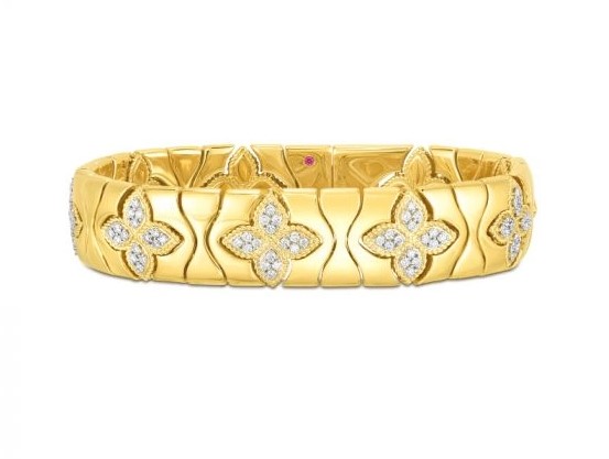 Two Toned Royal Princess Bangle Bracelet With Round Diamonds Weighing 1.67cttw