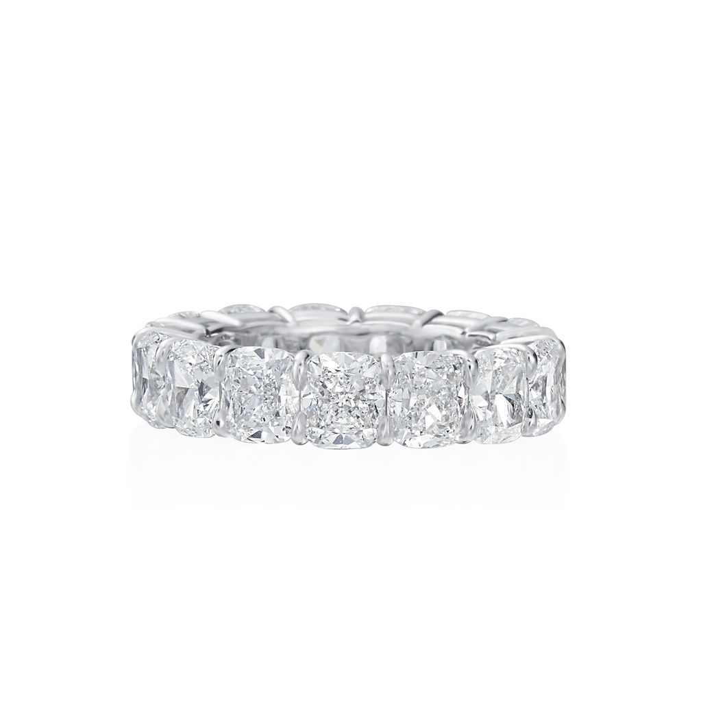 Platinum Eternity Band With Cushion Cut Diamonds Weighing 10.52ct