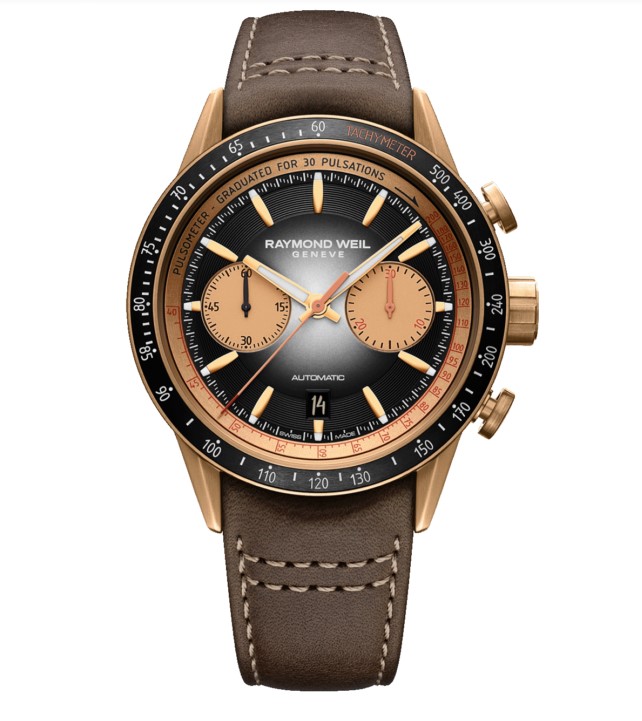 43.5mm Freelancer Black Dial Watch With A Brown Leather Strap
