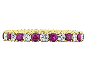 18Kt Yellow Gold Alternating Band With Round Rubies Weighing 0.70ct And Round Diamonds Weighing 0.56ct